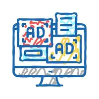 advertisement banners on computer screen icon doodle illustration vector