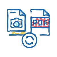 convert photo to pdf file icon doodle illustration vector