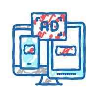 ad on computer phone and tablet display icon doodle illustration vector