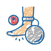 heaviness in legs flat feet icon doodle illustration vector