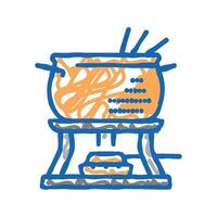 copper fondue pot icon doodle illustration vector