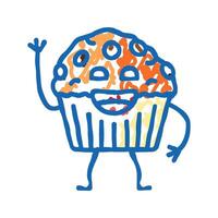 muffin dessert character icon doodle illustration vector