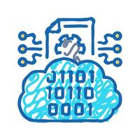 cloud computing business process icon doodle illustration vector