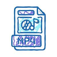 mp4 file format document icon doodle illustration vector