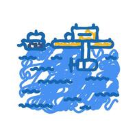 floating platform tidal power icon doodle illustration vector