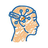 brain interface device future technology icon doodle illustration vector