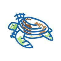 turtle in plastic net icon doodle illustration vector