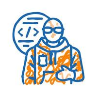 computer engineer worker icon doodle illustration vector