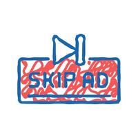 skip ad button icon doodle illustration vector