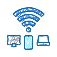 internet connection devices icon doodle illustration vector