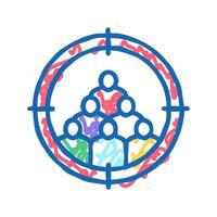 targeting advertise and crowdsoursing icon doodle illustration vector