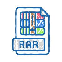 rar file format document icon doodle illustration vector