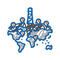 oil field mapping petroleum engineer icon doodle illustration vector