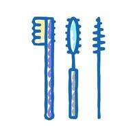 brushes set for false eyelashes applying icon doodle illustration vector
