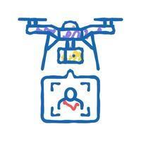 drone delivery and identificate with face id technology icon doodle illustration vector