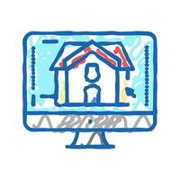 3d architecture visualization icon doodle illustration vector