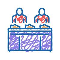 shoe conveyor control workers icon doodle illustration vector