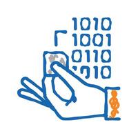 programming rfid chip icon doodle illustration vector