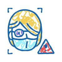 computer safe person info for use face id icon doodle illustration vector