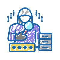 hacker digital thief icon doodle illustration vector