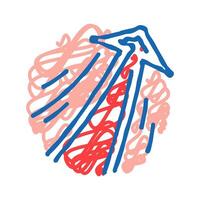arrow pointing upward progress icon doodle illustration vector