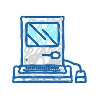computer pc retro gadget icon doodle illustration vector