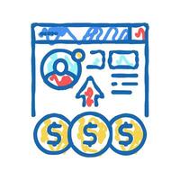 sinding digital money to user icon doodle illustration vector