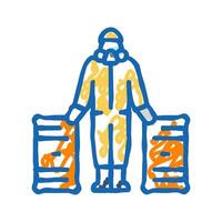 hazardous materials handling icon doodle illustration vector