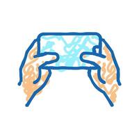 accelerometer playing game app on smartphone icon doodle illustration vector