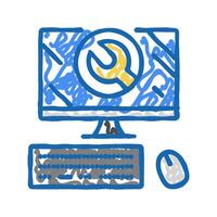 troubleshooting pc repair computer icon doodle illustration vector