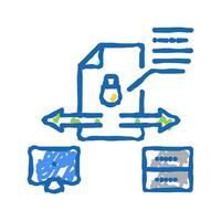 secure file upload computer server icon doodle illustration vector