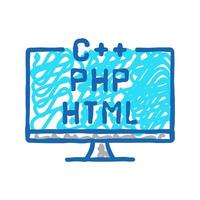 coding on different program languages icon doodle illustration vector