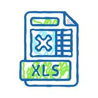 xls file format document icon doodle illustration vector
