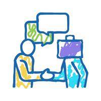 greeting and speaking with partner icon doodle illustration vector