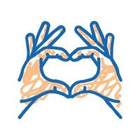 hands heart gesture icon doodle illustration vector