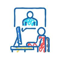 call or remote interview icon doodle illustration vector