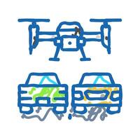 traffic monitoring drone icon doodle illustration vector