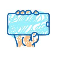 showing digital image on smartphone display icon doodle illustration vector