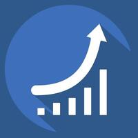 Icon Growth Chart. related to Development symbol. long shadow style vector