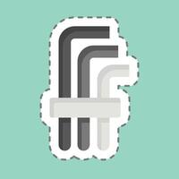 Sticker line cut Hex Keys. related to Repair Tools symbol. design editable vector