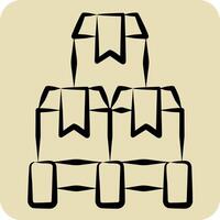 Icon Pallet Box. related to Industry symbol. hand drawn style. design editable vector
