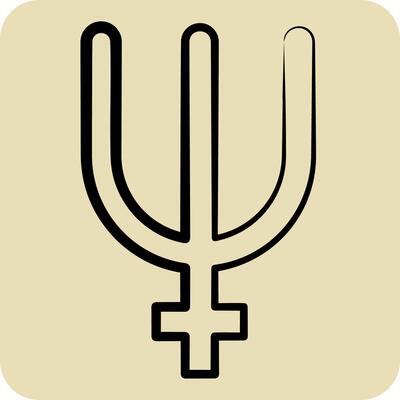 Icon Neptune. related to Astrology symbol. hand drawn style. design editable