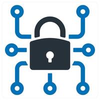 Data Lock icon concept in blue color vector