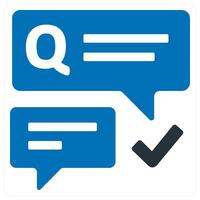 Questionnaire and survey icon concept in blue color vector