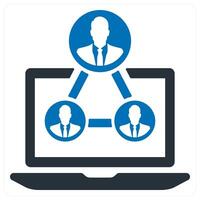 Online Business Link icon concept in blue color vector