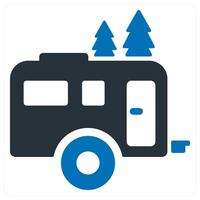 camping and summer icon concept in blue color vector