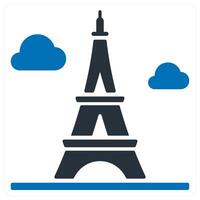 eiffel tower icon concept in blue color vector