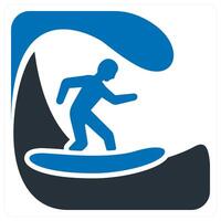 Surfing icon concept in blue color vector