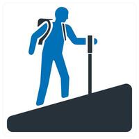 hiking icon concept in blue color vector