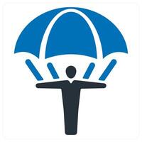 landing parachute icon concept in blue color vector